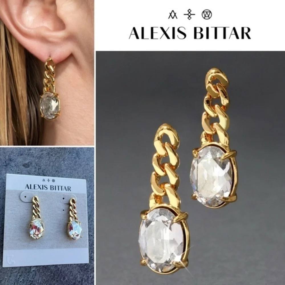 Alexis Bittar Bonbon Crystal Small Drop Post Earring in Gold NWT 125$